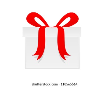 Gift box with red bow isolated on white. Vector illustration eps 10.