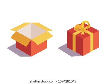 Gift box with red bow isolated on white. Illustration Isolated on a transparent background. Vector EPS10