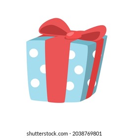 Caja de regalo con arco rojo. Ilustración vectorial aislada.
