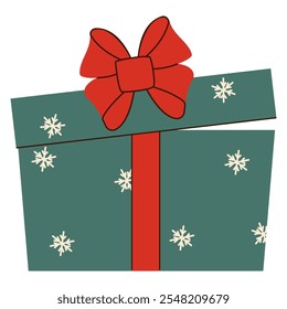 Gift box with a red bow. New Year's gift.