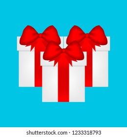 Gift in a box with a red bow on a blue background