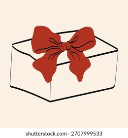 Gift box with a red bow on a light background