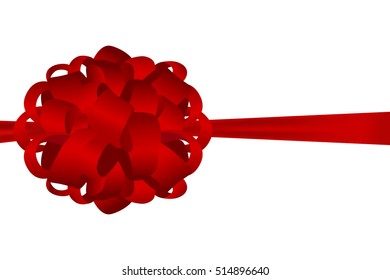Gift in a box with  red bow on  white background