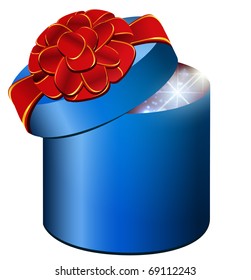 gift box with red bow over white background