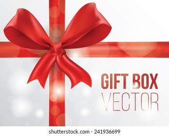 Gift box with red bow and place for text, vector illustration