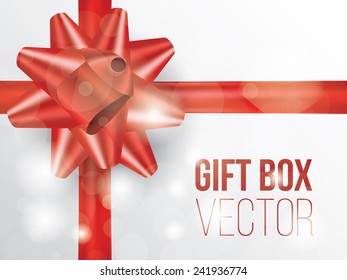 Gift box with red bow and place for text, vector illustration