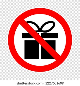 gift box in red circle, vector prohibitory traffic sign