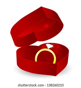  Gift box a red heart with a wedding ring