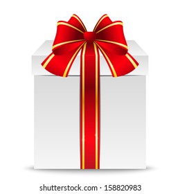 Gift box with red ribbon