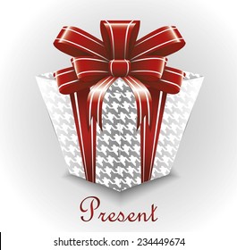 Gift box with red ribbon