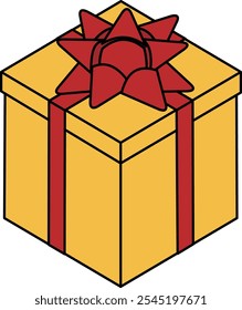Gift box with red ribbon
