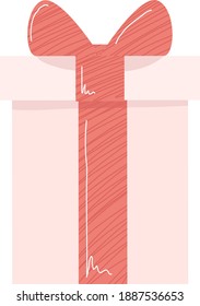 The gift box with red ribbon and bow for Valentine's day.
