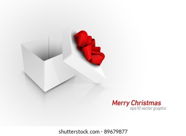 Gift Box with Red Ribbon Bow | Detailed 3D EPS10 Vector Graphic | Separate Layers Named Accordingly