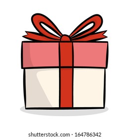 gift box with red ribbon / cartoon vector and illustration, isolated on white background.