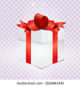 Gift box with red ribbon isolated on transparent background. Vector illustration. EPS10