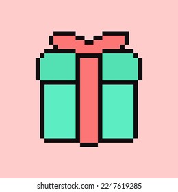 Caja de regalo con cinta roja aislada en fondo rosado. Ilustración del vector