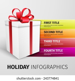 Gift box with red ribbon, isolated on the white background, clipping path included.