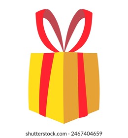 Gift box with red ribbon  isolated on white background ,  Flat Modern design , Illustration Vector  EPS 10