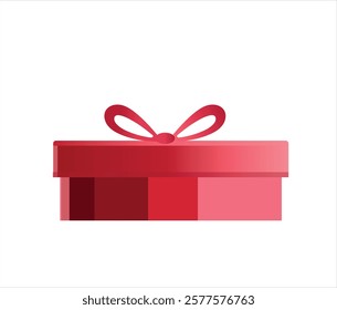 Gift box with red ribbon on white background. Vector illustration. Gift box icon in flat color style. Present box with ribbon