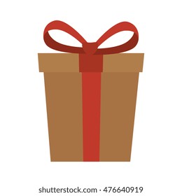 gift box red ribbon present surprise package vector illustration