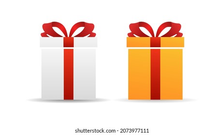 Geschenkbox, rotes Band, verschiedene Muster, Flat Modern Design, Illustration Vektor EPS10