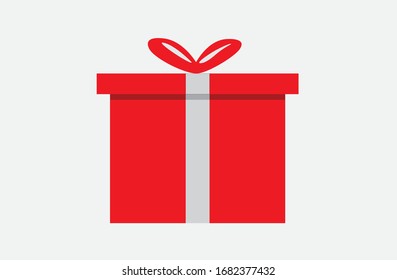 Gift box with red ribbon. Vector illustration.