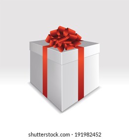 Gift box with red ribbon. Vector illustration