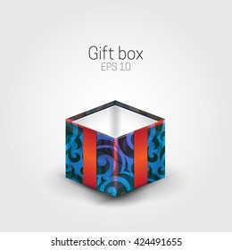 Gift box with red ribbon. Vector illustration