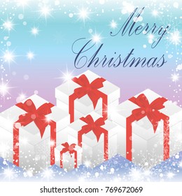 Gift box with red ribbon. Vector illustration.