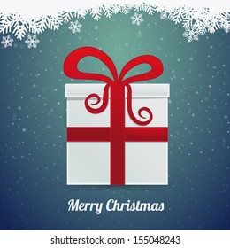 gift box red ribbon winter landscape