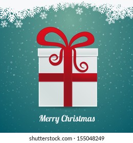 gift box red ribbon winter landscape