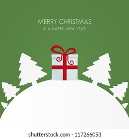 gift box red white christmas tree world