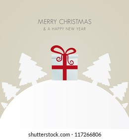 gift box red white christmas tree world