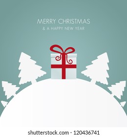 gift box red white christmas tree world