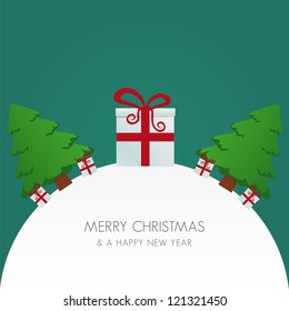 gift box red white christmas tree world