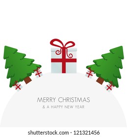 gift box red white christmas tree world