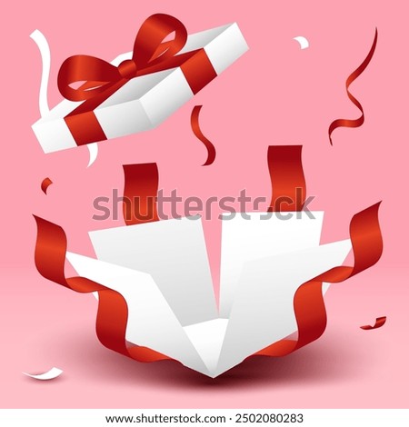 gift box with red and white ribbon