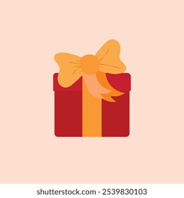 gift box in red and yellow color vector illustration. Christmas present or new year