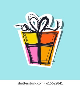 Gift Box Retro Vector Illustration