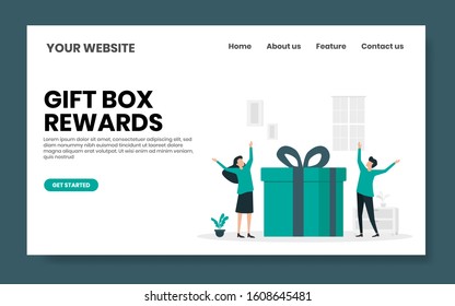 gift box rewards illustration concept. people are happy get gift box