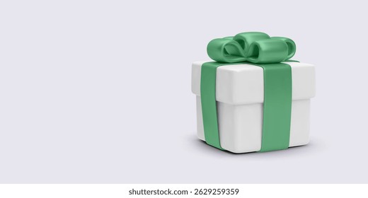 Gift Box with Ribbon in 3D Cartoon Style. Perfect for Celebration, Holiday, Surprise or Shopping Promotions. Clean Look with Bright Minimal Colors. Vector Illustration.