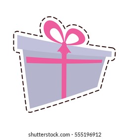 gift box ribbon birthday event color cut line vector illustration eps 10