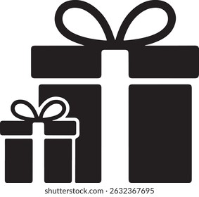 Gift Box with ribbon, black gift box silhouette icon vector illustration white background	
