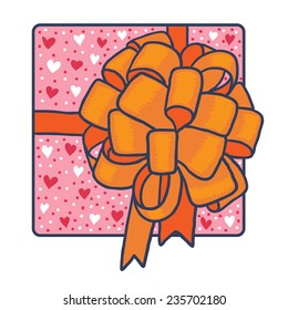 Gift box with the ribbon bow