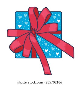 Gift box with the ribbon bow
