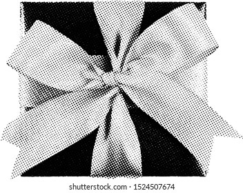 A gift box with a ribbon bow. Benday dot vector illustration. 