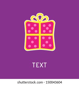 Gift box with ribbon and bow. Card