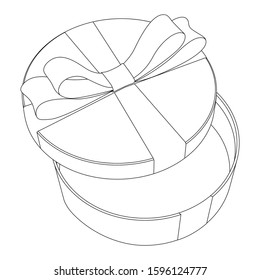 Gift box with ribbon bow. Hand drawn sketch. Vector illustration isolated on white background