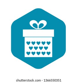 Gift box with ribbon bow icon. Simple illustration of gift box with ribbon bow vector icon for web