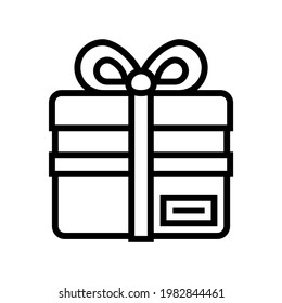 gift box with ribbon bow line icon vector. gift box with ribbon bow sign. isolated contour symbol black illustration